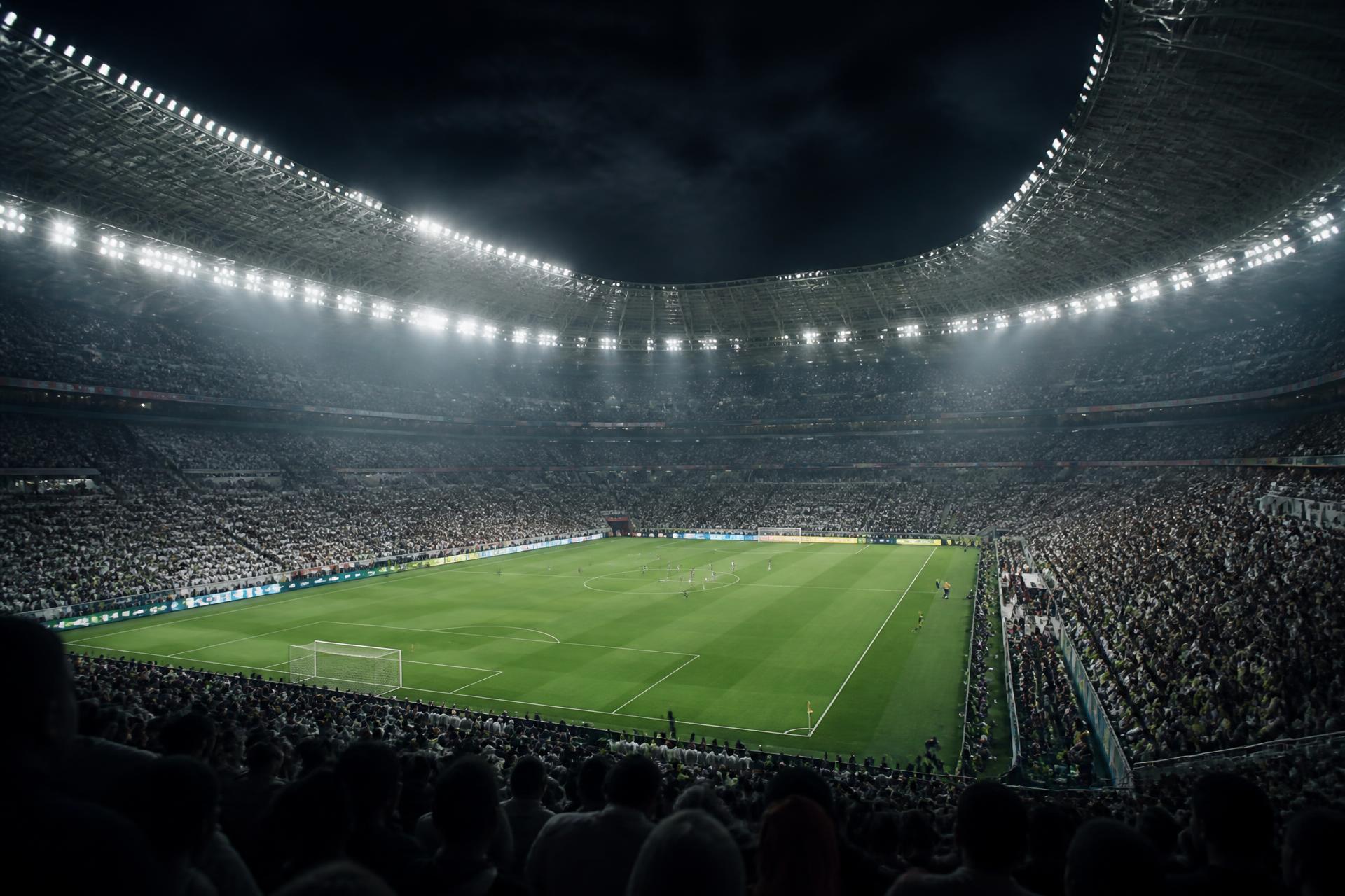 Floodlit stadium during a World Cup final